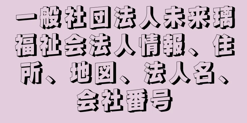 一般社団法人未来璃福祉会法人情報、住所、地図、法人名、会社番号