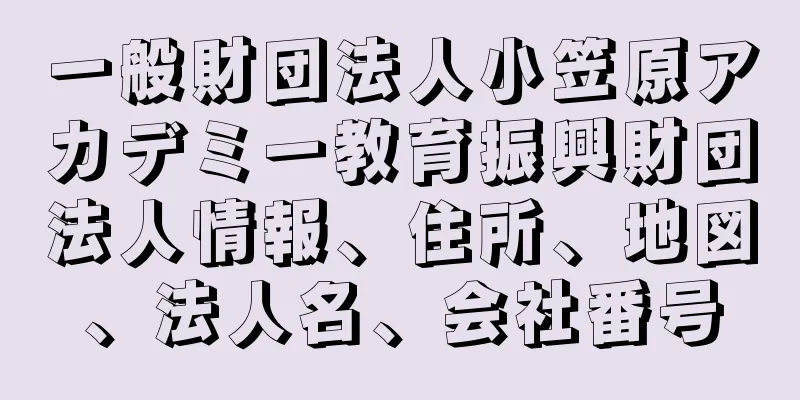 一般財団法人小笠原アカデミー教育振興財団法人情報、住所、地図、法人名、会社番号