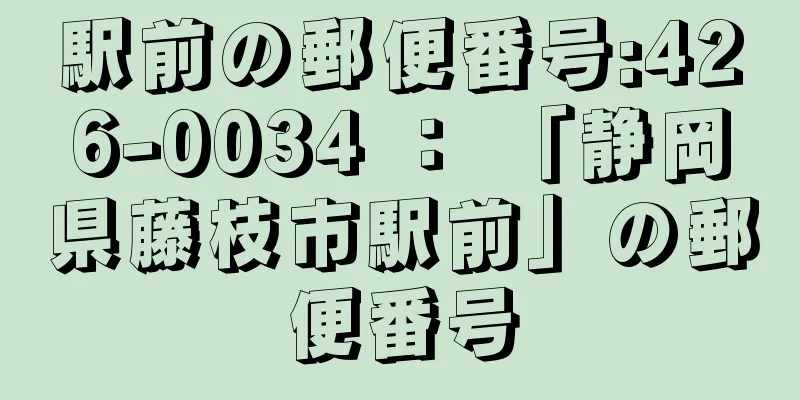 駅前の郵便番号:426-0034 ： 「静岡県藤枝市駅前」の郵便番号