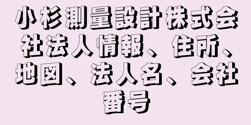 小杉測量設計株式会社法人情報、住所、地図、法人名、会社番号