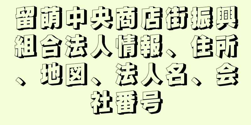 留萌中央商店街振興組合法人情報、住所、地図、法人名、会社番号