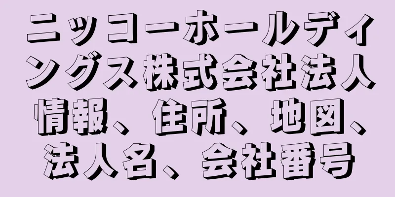 ニッコーホールディングス株式会社法人情報、住所、地図、法人名、会社番号