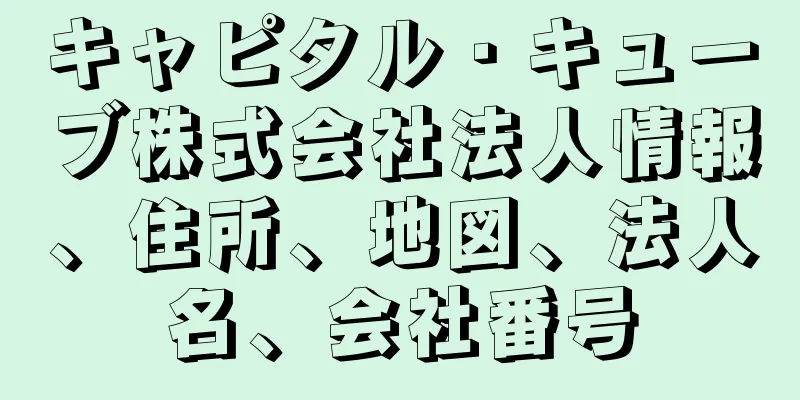 キャピタル・キューブ株式会社法人情報、住所、地図、法人名、会社番号
