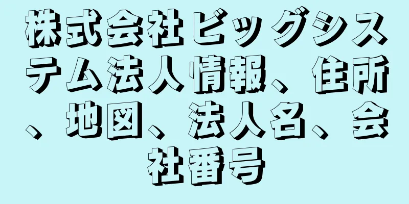 株式会社ビッグシステム法人情報、住所、地図、法人名、会社番号