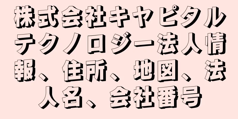 株式会社キヤピタルテクノロジー法人情報、住所、地図、法人名、会社番号