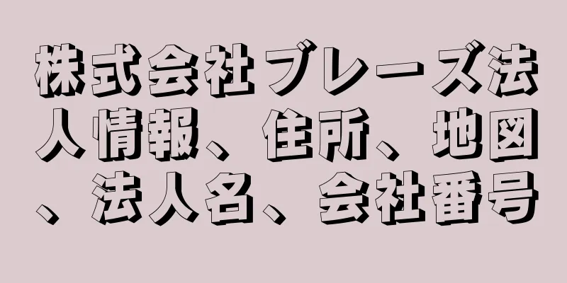 株式会社ブレーズ法人情報、住所、地図、法人名、会社番号