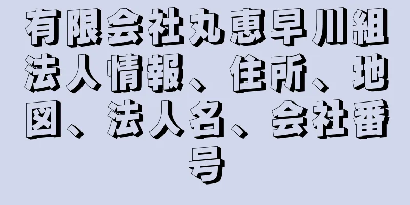 有限会社丸恵早川組法人情報、住所、地図、法人名、会社番号