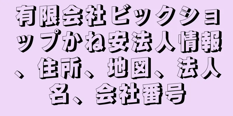 有限会社ビックショップかね安法人情報、住所、地図、法人名、会社番号