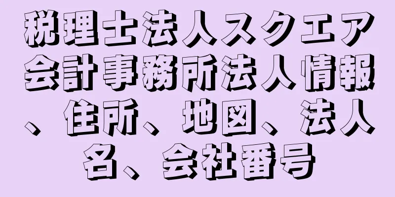 税理士法人スクエア会計事務所法人情報、住所、地図、法人名、会社番号