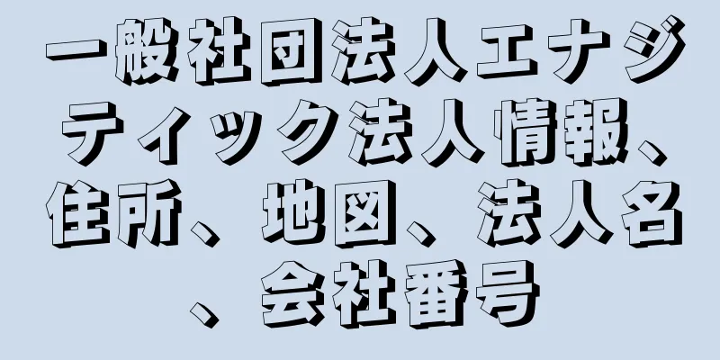 一般社団法人エナジティック法人情報、住所、地図、法人名、会社番号