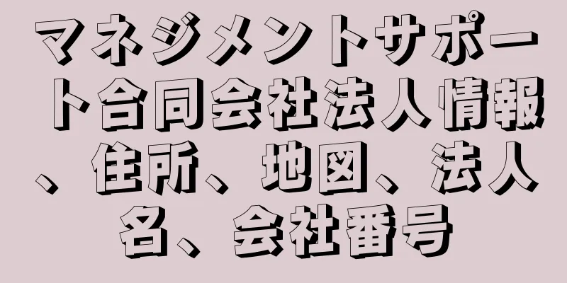 マネジメントサポート合同会社法人情報、住所、地図、法人名、会社番号