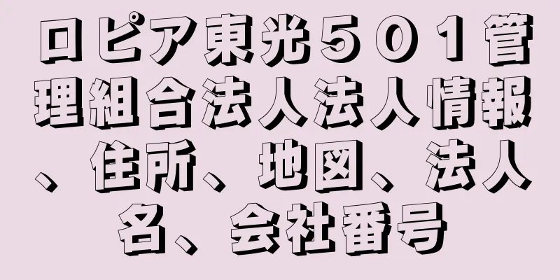 ロピア東光５０１管理組合法人法人情報、住所、地図、法人名、会社番号