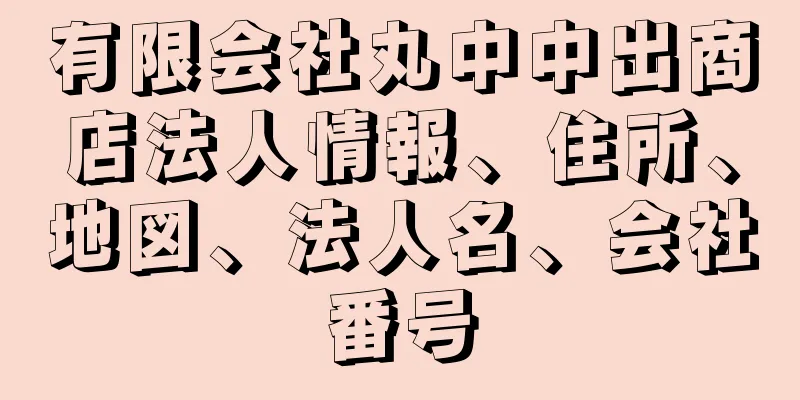 有限会社丸中中出商店法人情報、住所、地図、法人名、会社番号