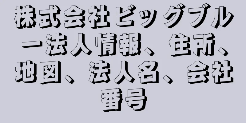 株式会社ビッグブルー法人情報、住所、地図、法人名、会社番号