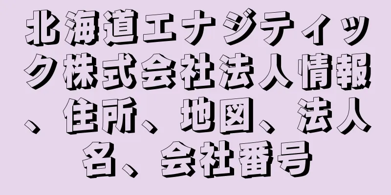 北海道エナジティック株式会社法人情報、住所、地図、法人名、会社番号