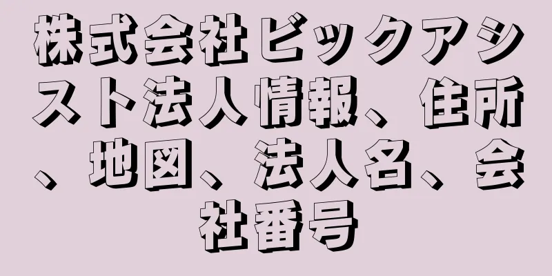 株式会社ビックアシスト法人情報、住所、地図、法人名、会社番号