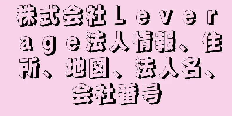 株式会社Ｌｅｖｅｒａｇｅ法人情報、住所、地図、法人名、会社番号