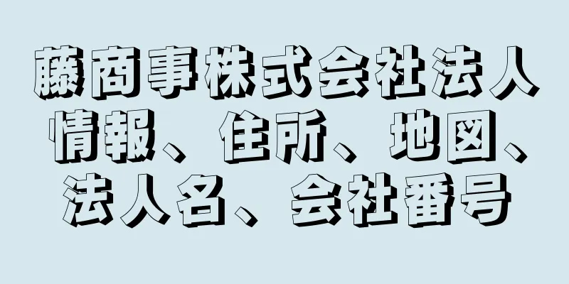 藤商事株式会社法人情報、住所、地図、法人名、会社番号