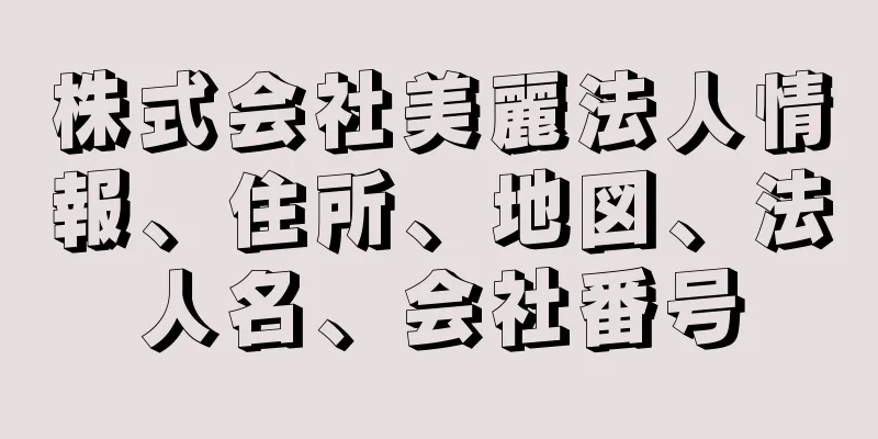 株式会社美麗法人情報、住所、地図、法人名、会社番号