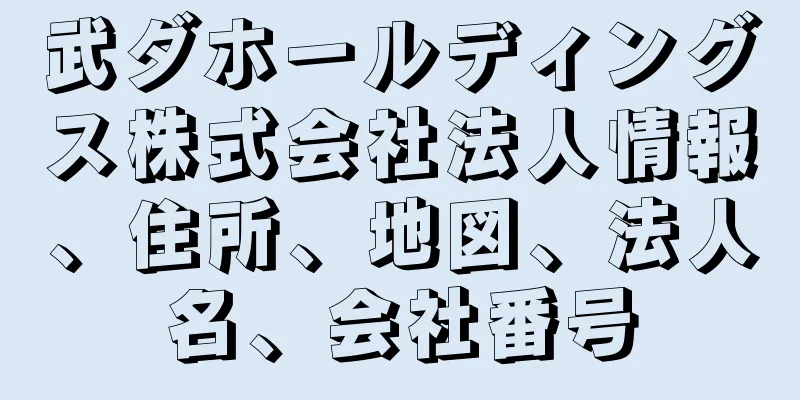 武ダホールディングス株式会社法人情報、住所、地図、法人名、会社番号