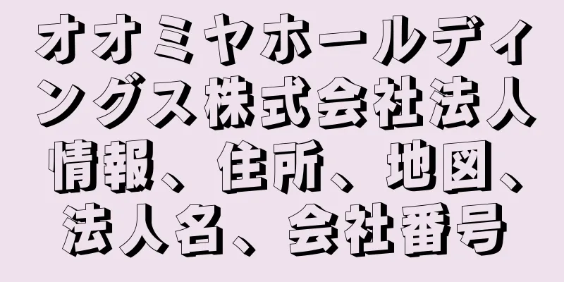 オオミヤホールディングス株式会社法人情報、住所、地図、法人名、会社番号