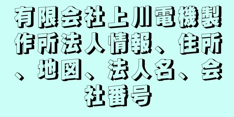 有限会社上川電機製作所法人情報、住所、地図、法人名、会社番号