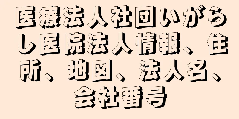 医療法人社団いがらし医院法人情報、住所、地図、法人名、会社番号