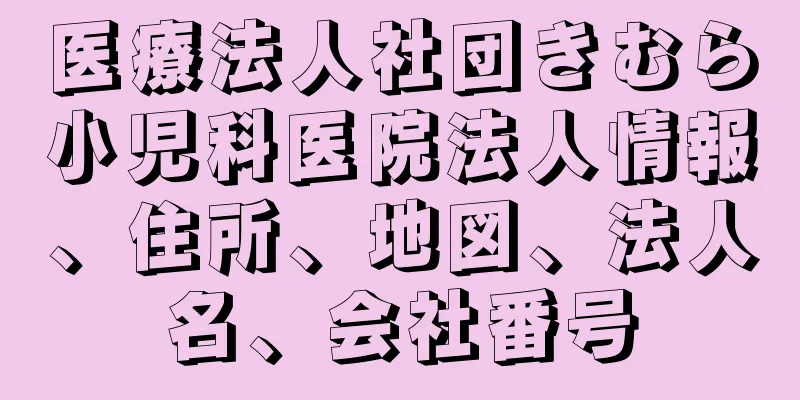 医療法人社団きむら小児科医院法人情報、住所、地図、法人名、会社番号