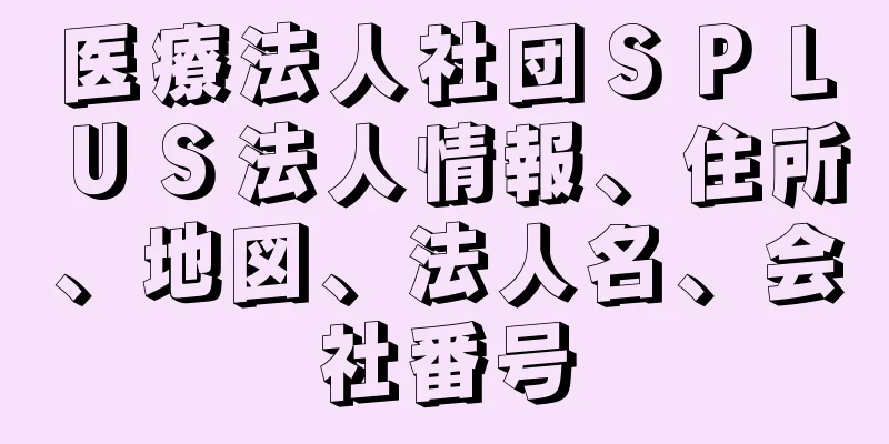 医療法人社団ＳＰＬＵＳ法人情報、住所、地図、法人名、会社番号