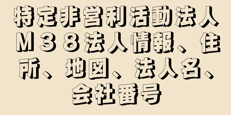 特定非営利活動法人Ｍ３８法人情報、住所、地図、法人名、会社番号