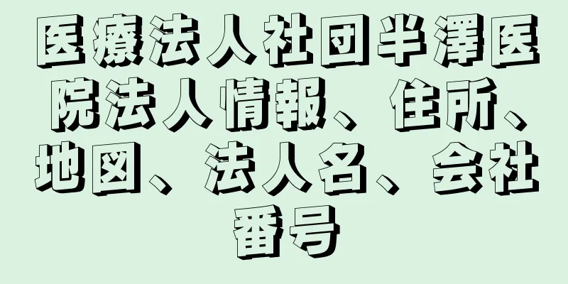 医療法人社団半澤医院法人情報、住所、地図、法人名、会社番号