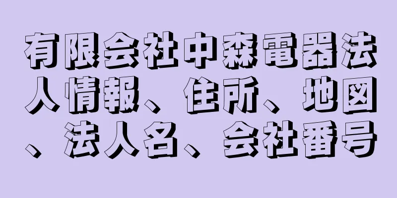 有限会社中森電器法人情報、住所、地図、法人名、会社番号