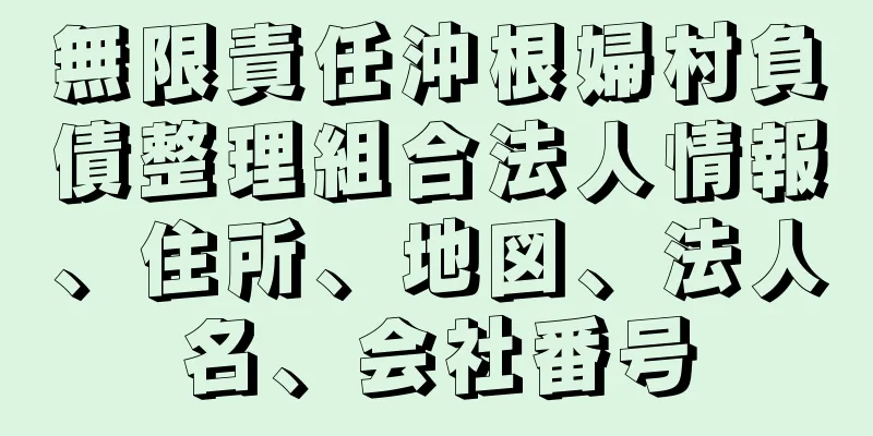 無限責任沖根婦村負債整理組合法人情報、住所、地図、法人名、会社番号