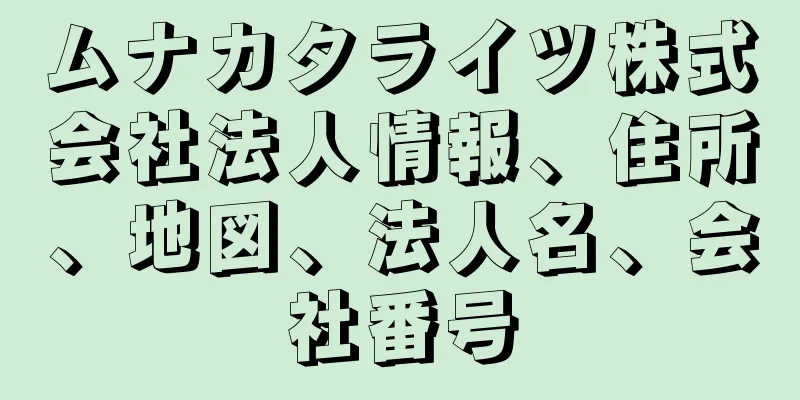 ムナカタライツ株式会社法人情報、住所、地図、法人名、会社番号