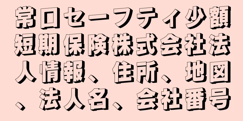 常口セーフティ少額短期保険株式会社法人情報、住所、地図、法人名、会社番号