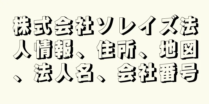 株式会社ソレイズ法人情報、住所、地図、法人名、会社番号