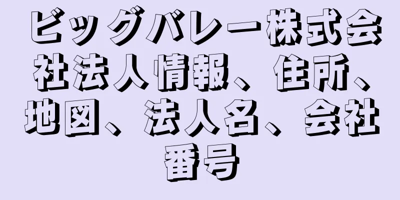 ビッグバレー株式会社法人情報、住所、地図、法人名、会社番号
