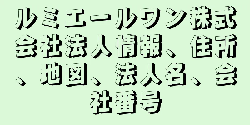 ルミエールワン株式会社法人情報、住所、地図、法人名、会社番号