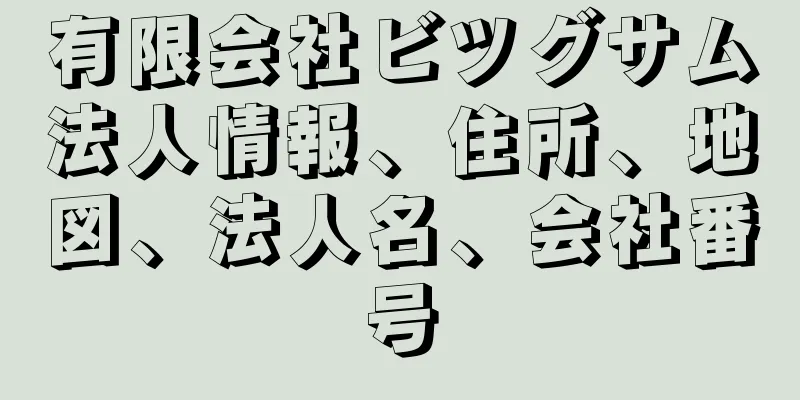 有限会社ビツグサム法人情報、住所、地図、法人名、会社番号