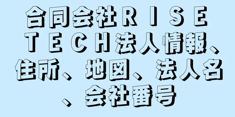 合同会社ＲＩＳＥ　ＴＥＣＨ法人情報、住所、地図、法人名、会社番号