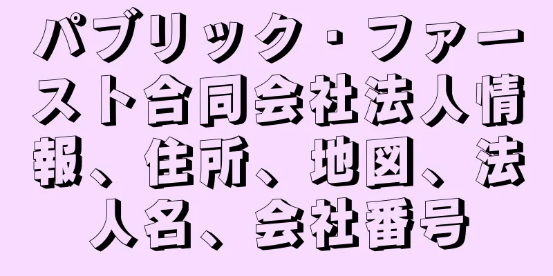 パブリック・ファースト合同会社法人情報、住所、地図、法人名、会社番号