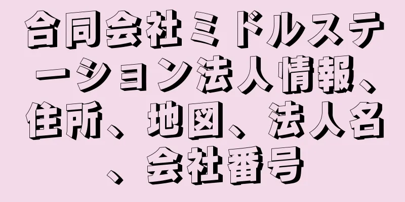 合同会社ミドルステーション法人情報、住所、地図、法人名、会社番号