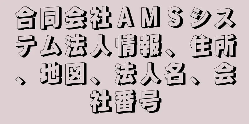 合同会社ＡＭＳシステム法人情報、住所、地図、法人名、会社番号