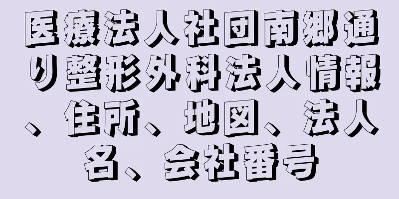 医療法人社団南郷通り整形外科法人情報、住所、地図、法人名、会社番号