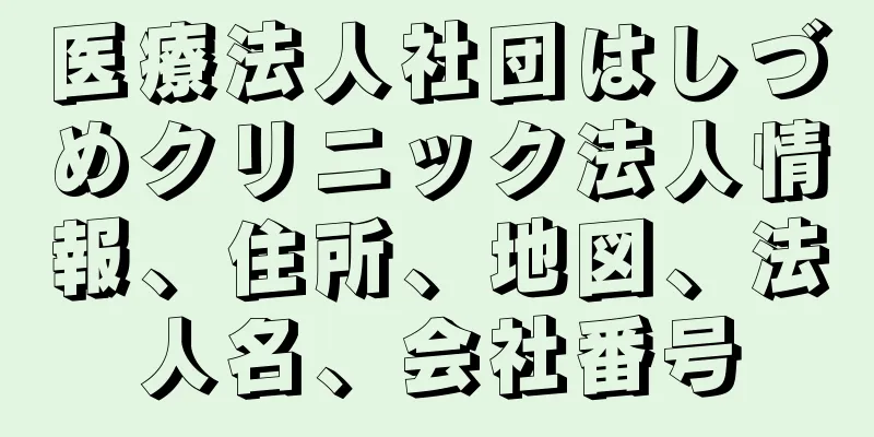 医療法人社団はしづめクリニック法人情報、住所、地図、法人名、会社番号