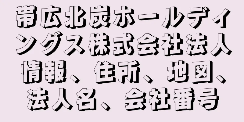 帯広北炭ホールディングス株式会社法人情報、住所、地図、法人名、会社番号